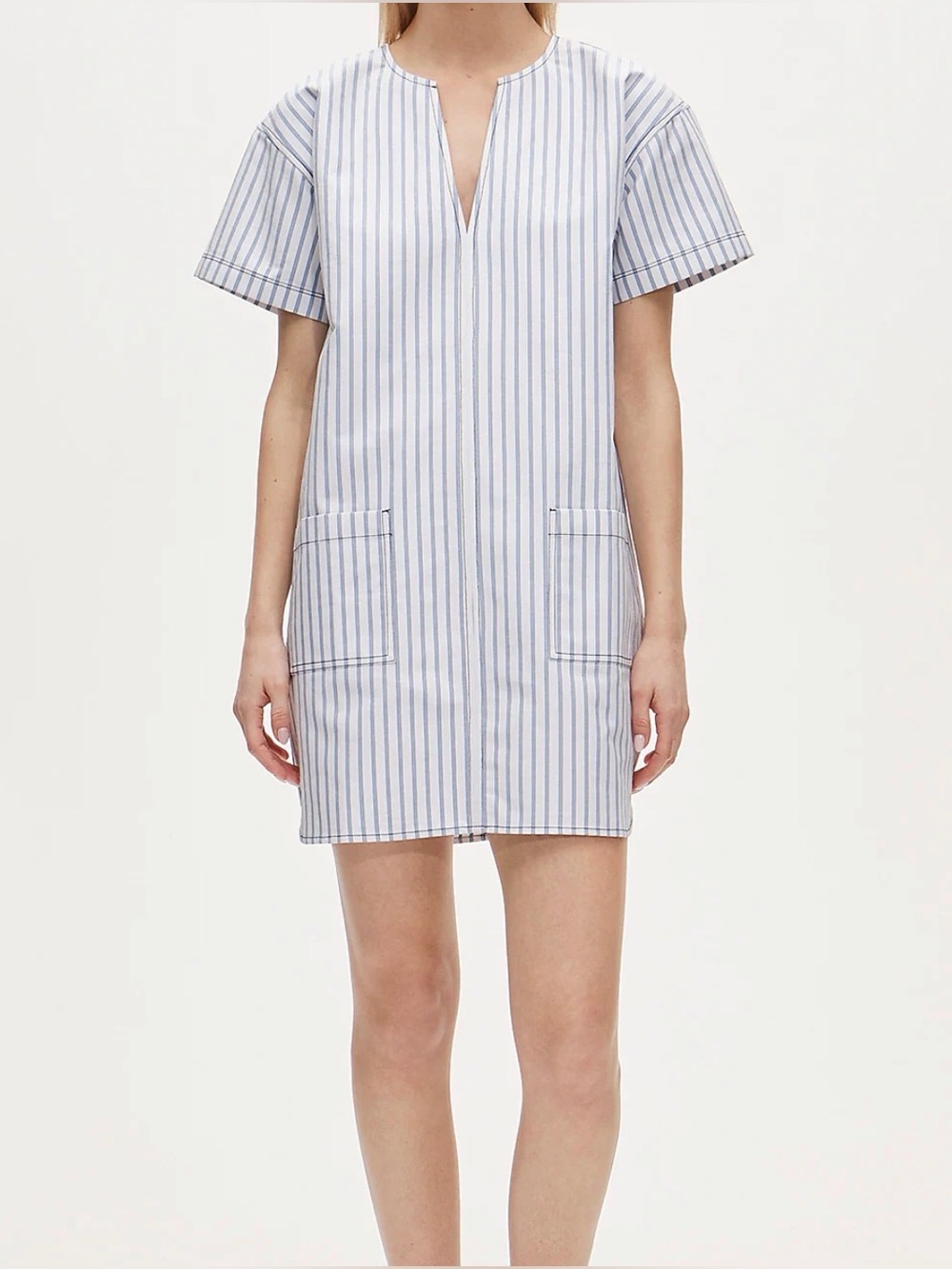 J.Crew Patch-pocket pullover dress in striped structured cotton poplin Size XS